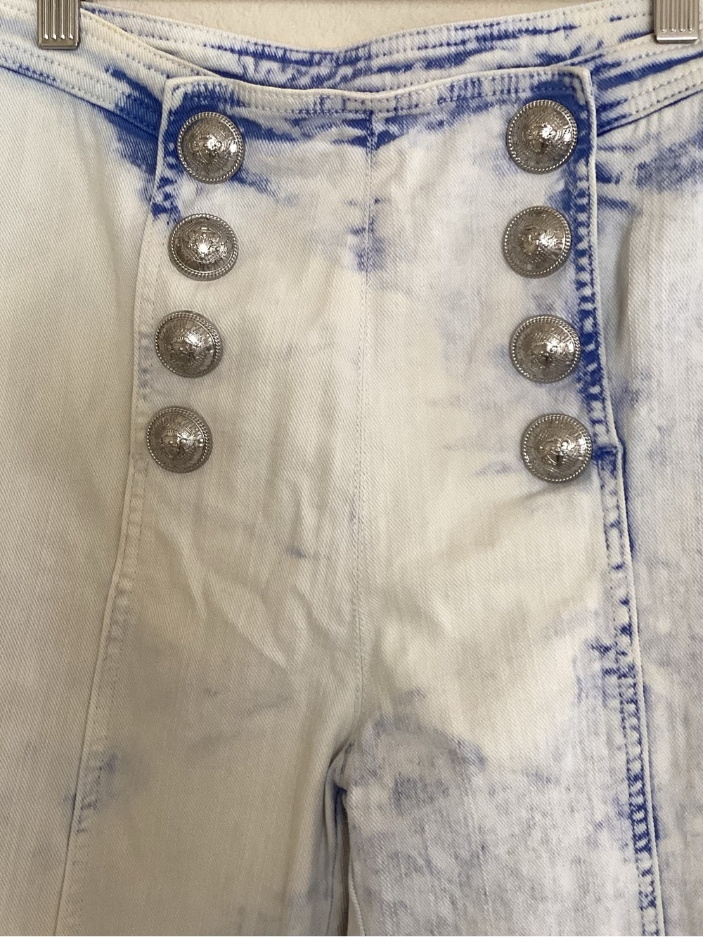 Balmain Blue Tie-Dye Sailor Button Pants SZ 26 - Picture 3 of 5